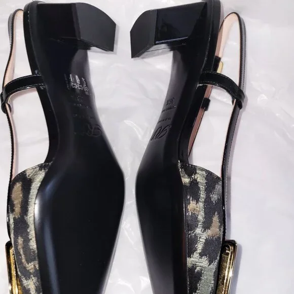 NIB! Roger Vivier Belle Black Patent/Safari Sling Back Pumps - 36.5 - Picture 4 of 4